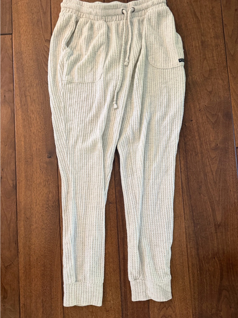 Roxy Cream Waffle-Knit Jogger Pants